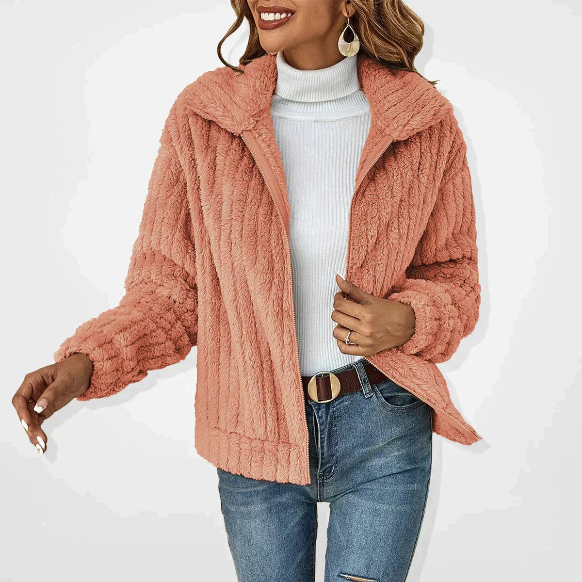 Roberta | Warm Plush Fleece Zip-Up Jacket – Quilted, Relaxed Fit